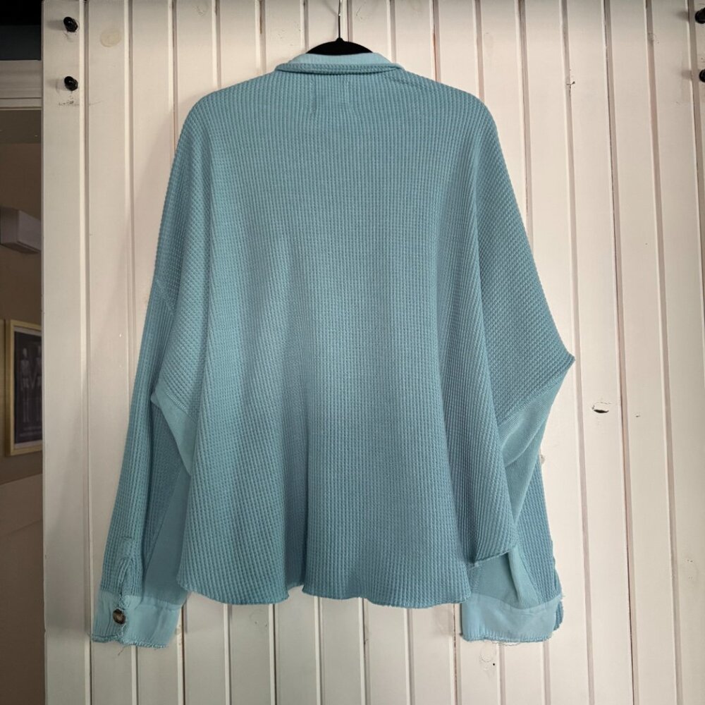 Dressed in LALA Light Blue Waffle Knit Jacket - Picture 6 of 6